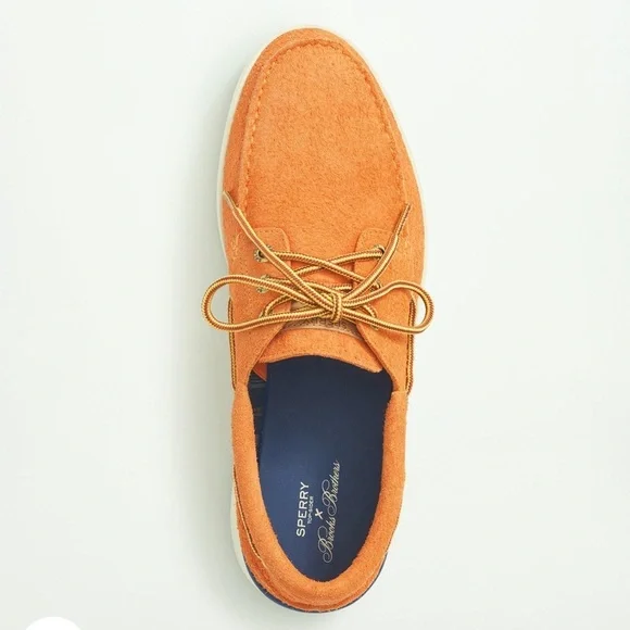 Nwot Sperry X Brooks Brothers A/O Cup 3 Eye Loafers Men 8.5 Orange leather suede - Picture 4 of 5